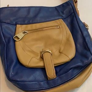 Blue and tan crossbody baggy Steve Madden